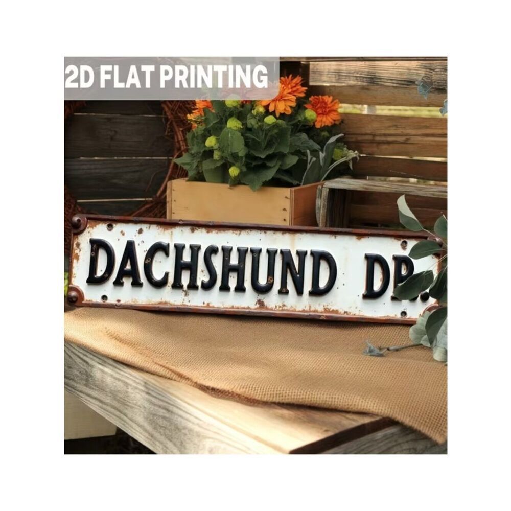NWT Dachshund Dr Vintage Style Metal Sign Weathered Dog Lover Wall Decor 4x16